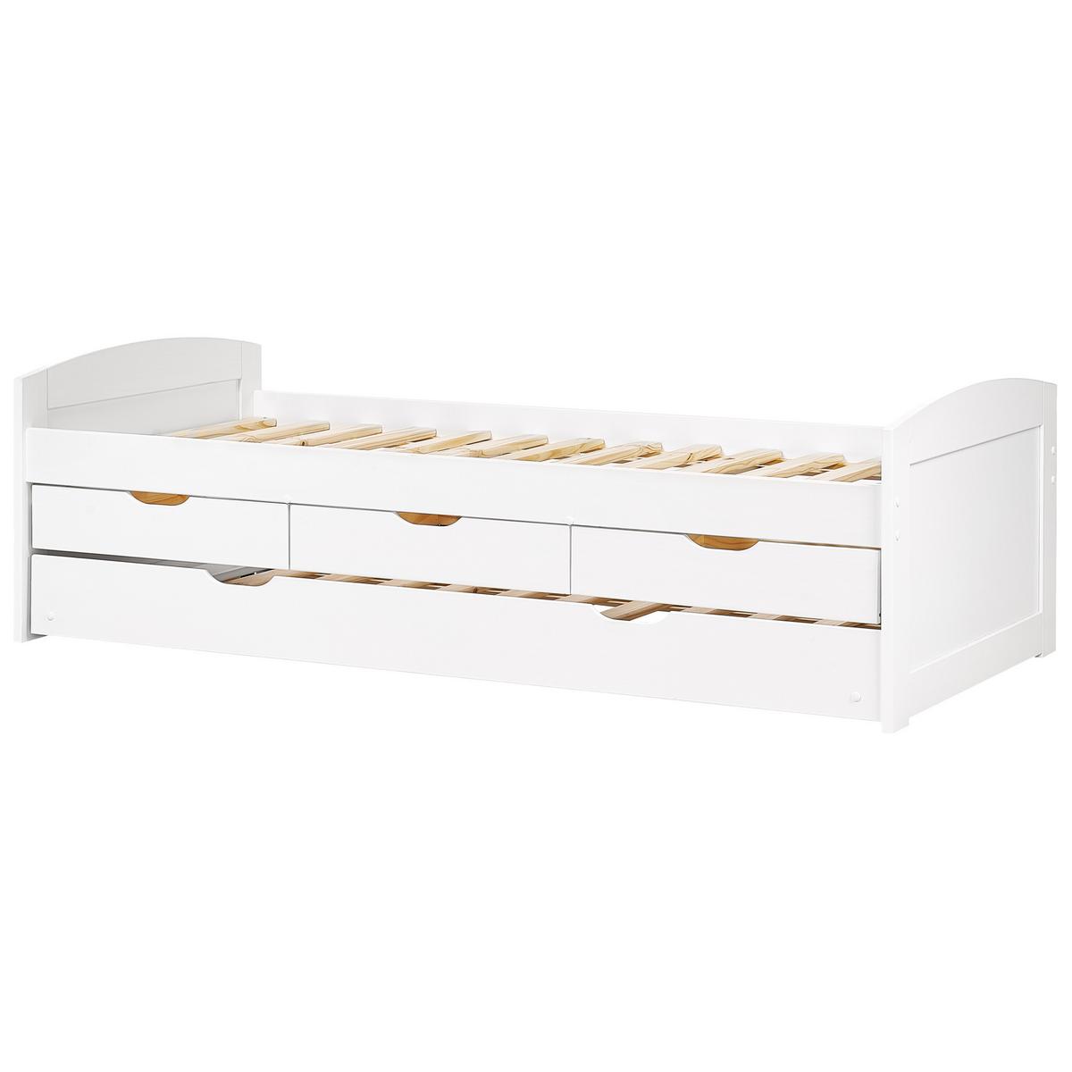 AUSZIEHBETT 90/200 cm Weiß Petiville - Weiß, Holz (90/200cm) - Beliani