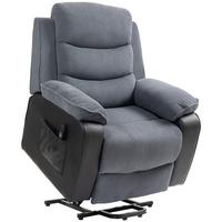 FERNSEHSESSEL mit Aufstehhilfe Liegesessel mit Liegefunktion, Seitentasche - Dunkelgrau/Schwarz, Textil/Metall (96/108/96cm) - HOMCOM