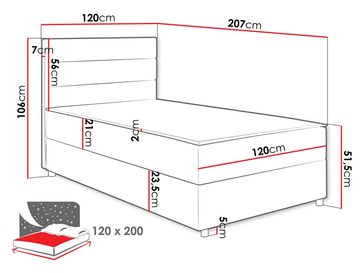 BOXBETT Elen - H3 - Schwarz/Grau, Holz/Holzwerkstoff (120/200cm) - MIRJAN24