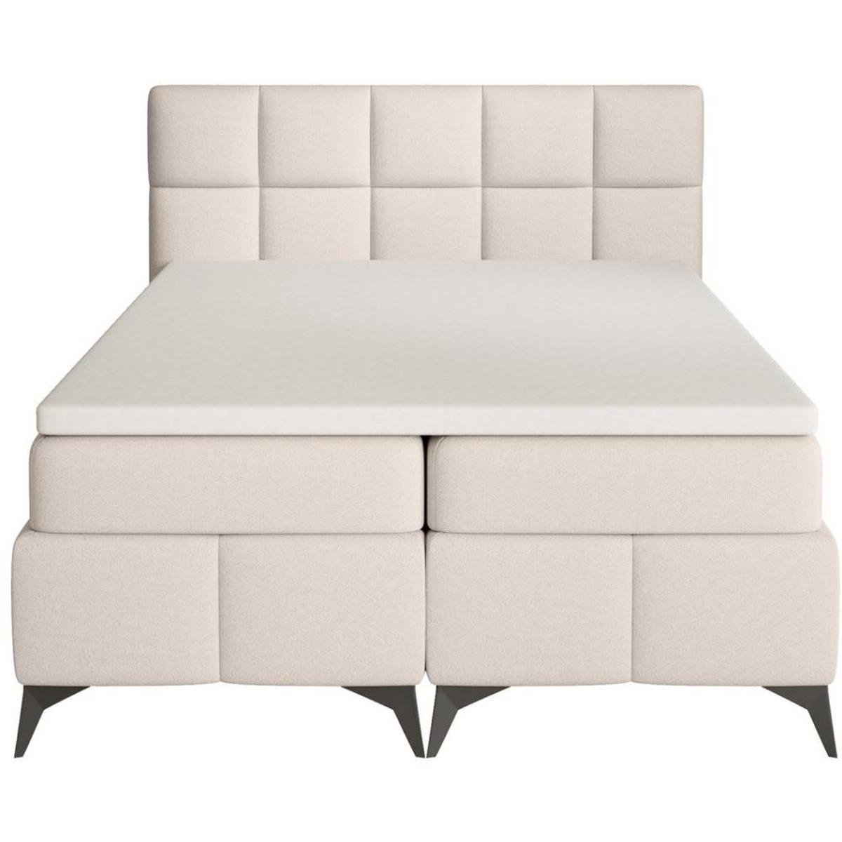 BOXBETT Solido mit Bettkasten 140x200 cm beige - Beige/Schwarz, Textil/Metall (140/200cm) - Beautysofa