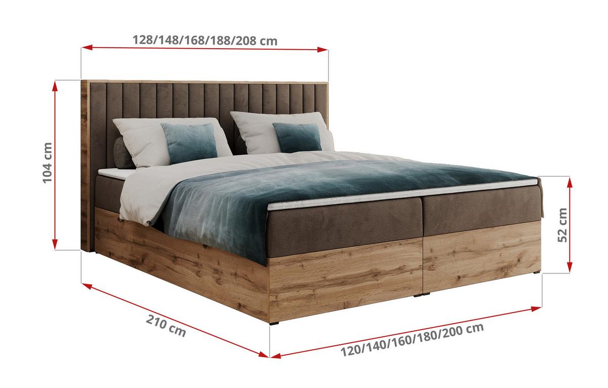 BOXBETT ALBERO 4 - 120/200 Braun Velvet - H4 - Braun, Holz/Textil (120/200cm) - MKS