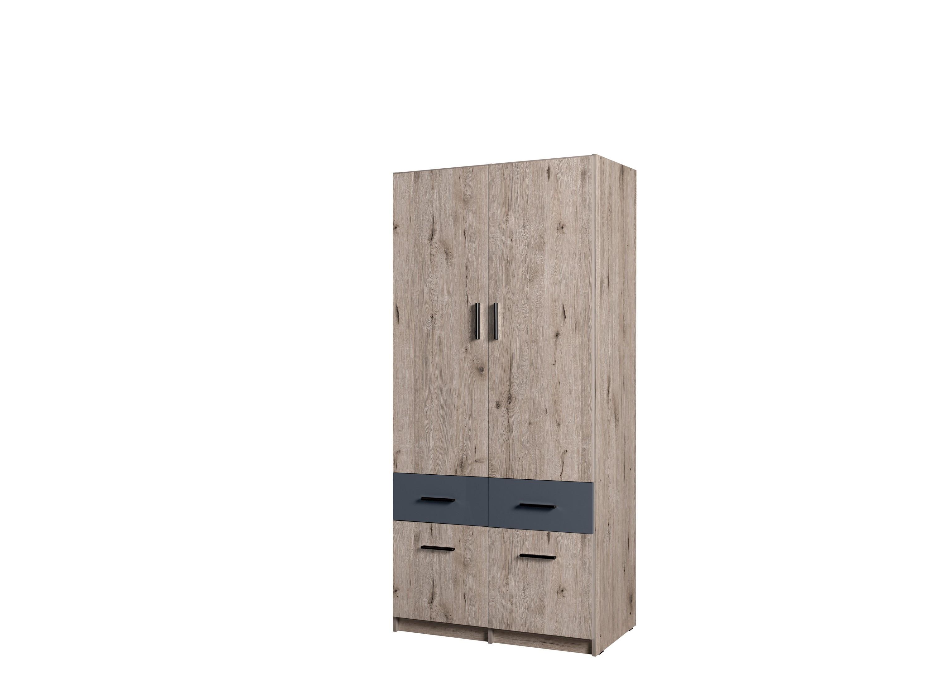 DREHTÜRENSCHRANK LUGERN 91,2/197,6/53,6cm 2-türig Eiche Wellington - Eichefarben, Holzwerkstoff (91.2/197.6/53.6cm) - MASSENO