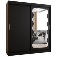 SCHIEBETÜRENSCHRANK mit Spiegel SPOTI 200/180/62 2-türig - Silberfarben/Schwarz, Holz (180/200/62cm) - MÖBEL KRYSPOL
