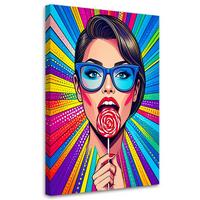 BILDER, Pop-Art Frau mit Brille - Multicolor, Textil (30/45cm) - Feeby