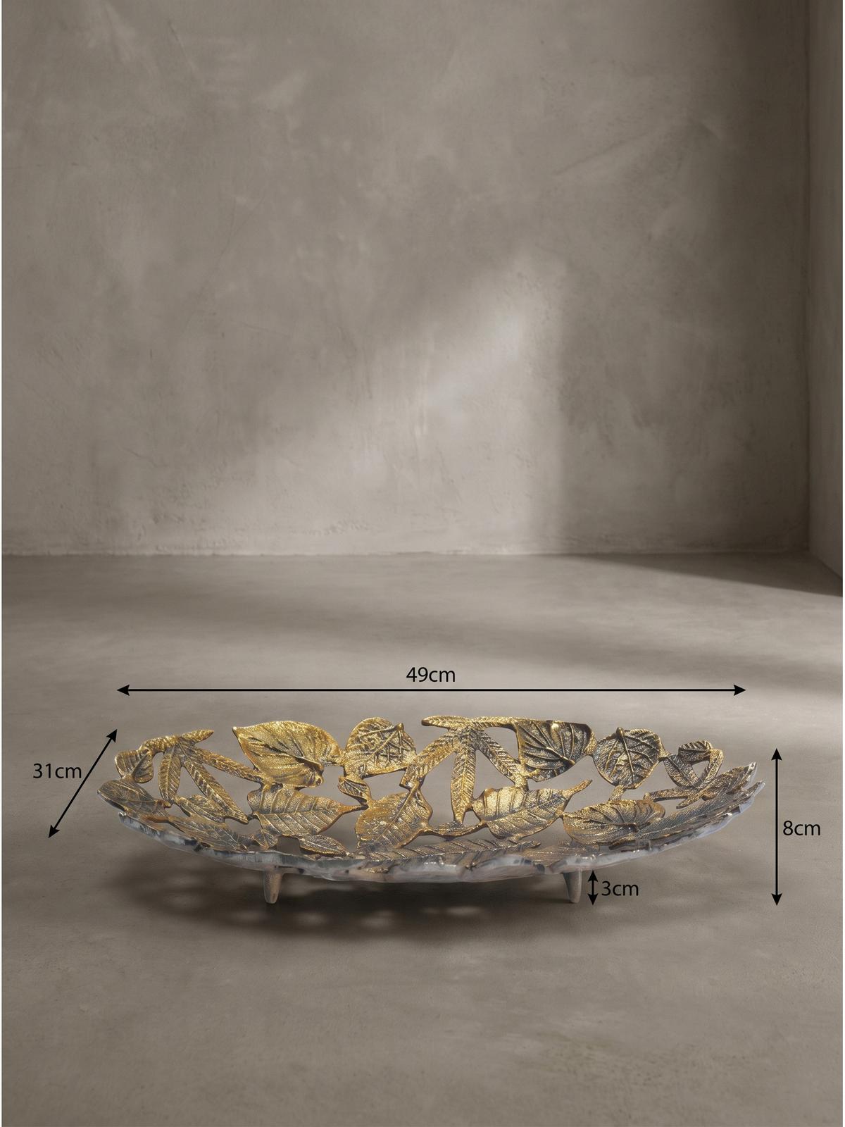 DEKOSCHALE RECANATI, Aluminium, handgefertigt, Gold, 49 x 31 x 8 cm - Goldfarben, Metall (8cm) - KADIMA DESIGN