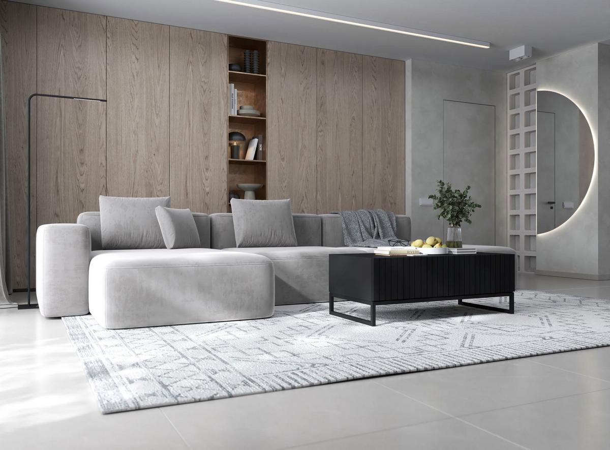 COUCHTISCH Elpis Schwarz matt Glamour 110 cm - Schwarz, Holzwerkstoff/Metall (54/110/39cm) - Meble Lindner