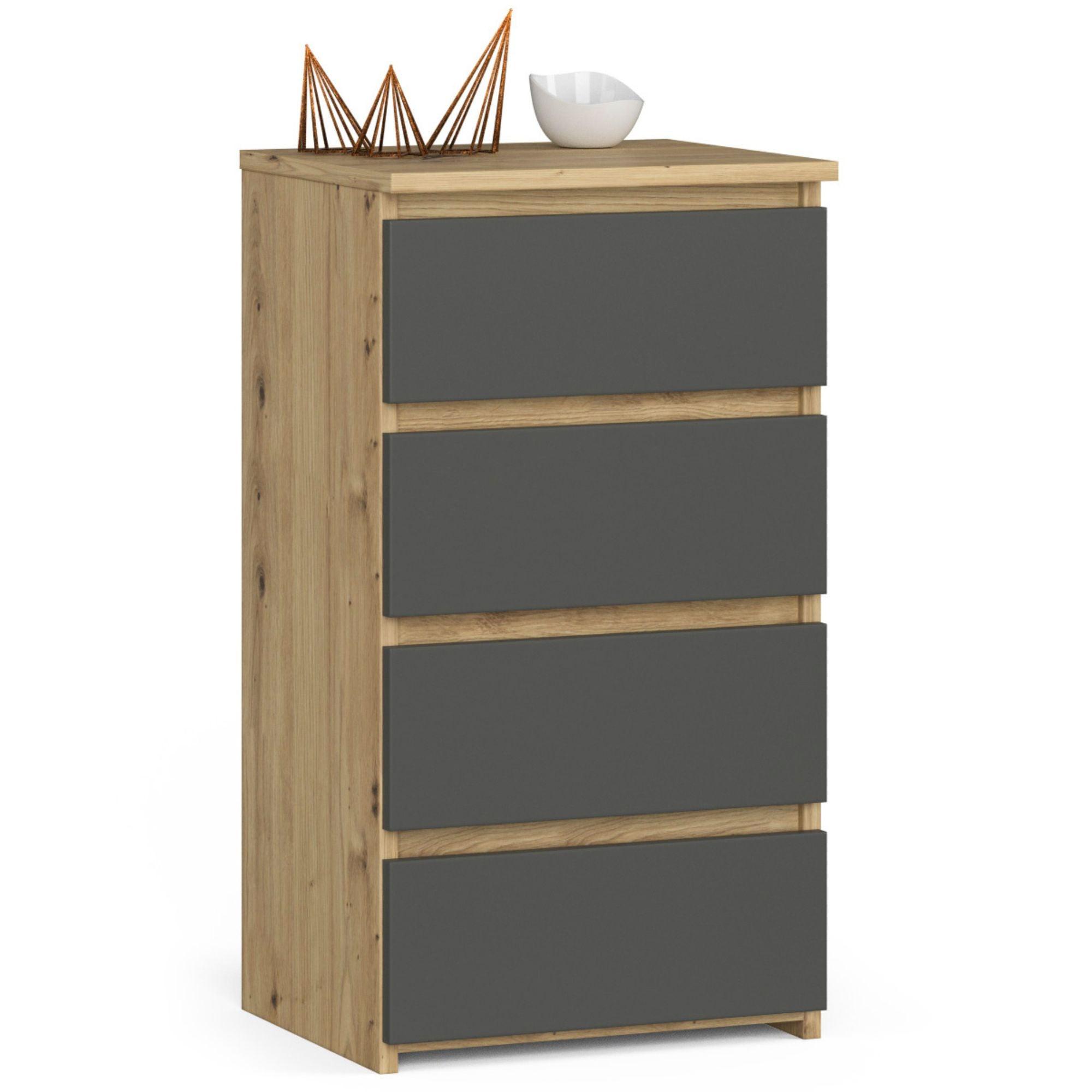 KOMMODE Eiche Artisan, Graphit Grau 74/40/35 - Eiche Artisan, Holzwerkstoff (40/74/35cm) - RAUMHIRSCH FURNITURE