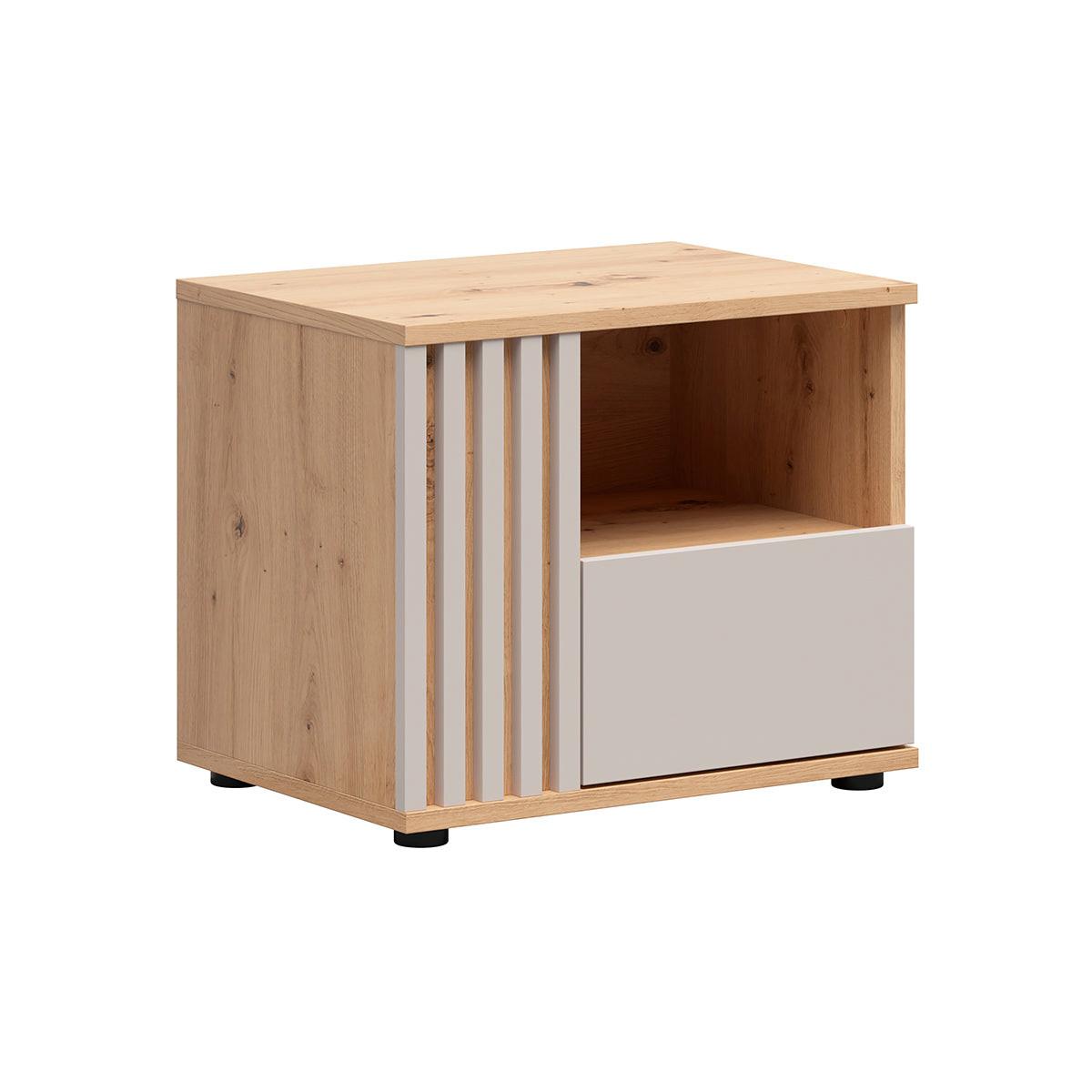 NACHTTISCH Ezra Kaschmir und Holz - Beige, Holzwerkstoff (55/46.5/40cm) - Petits-meubles