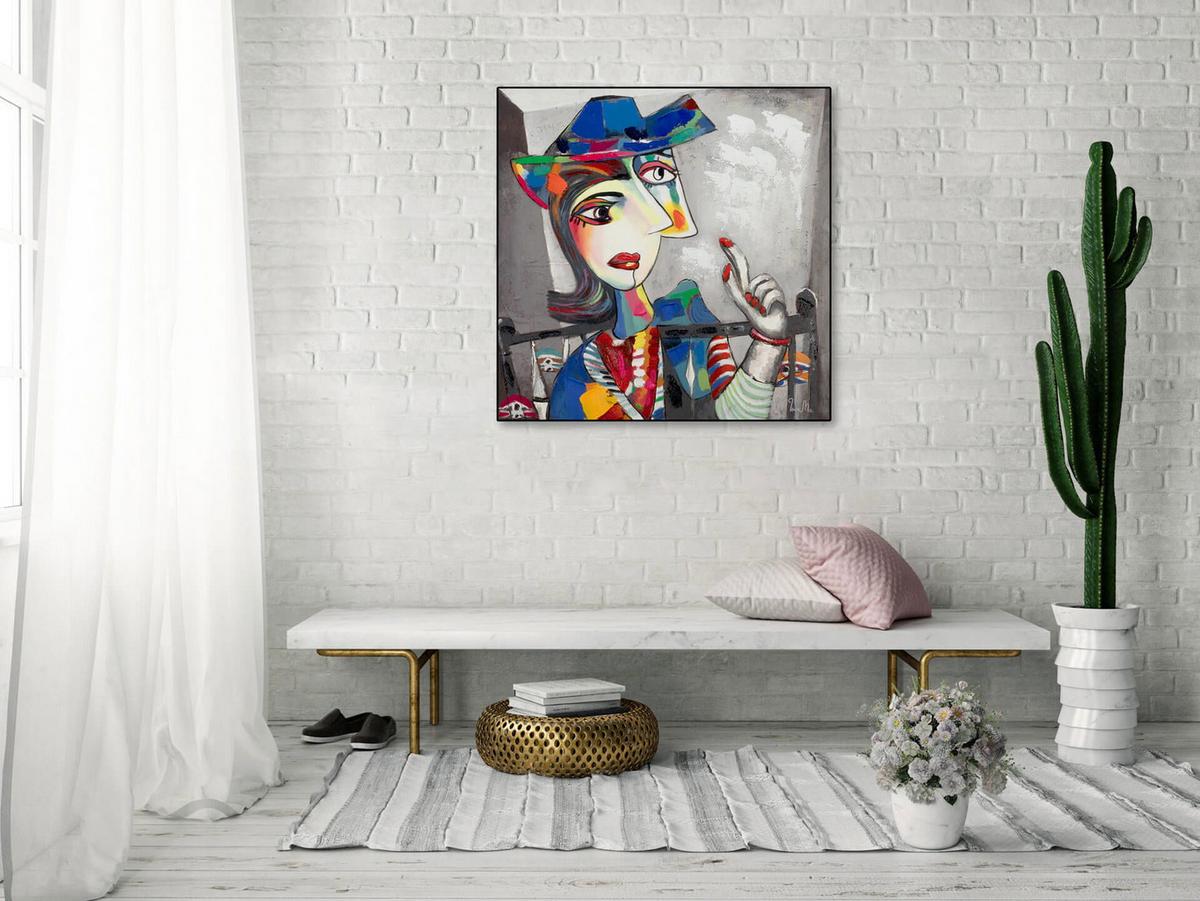 ACRYLBILD HANDGEMALT 80/80 cm - Multicolor/Grau, Holz/Textil (80/80cm) - KUNSTLOFT
