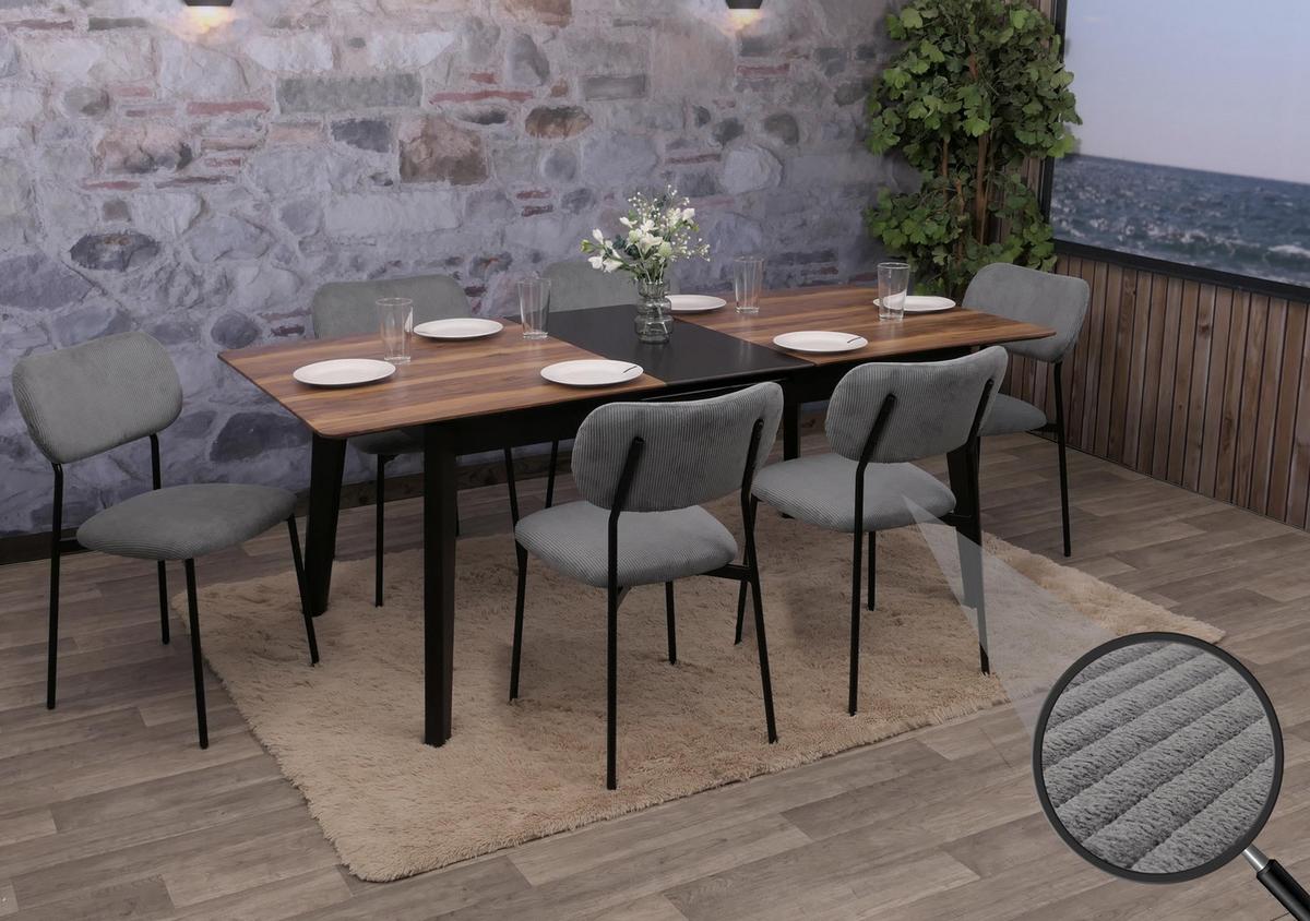 ESSZIMMERSTUHL Grau 6er-Set - Dunkelgrau/Grau, Textil (44/83/52cm) - MCW