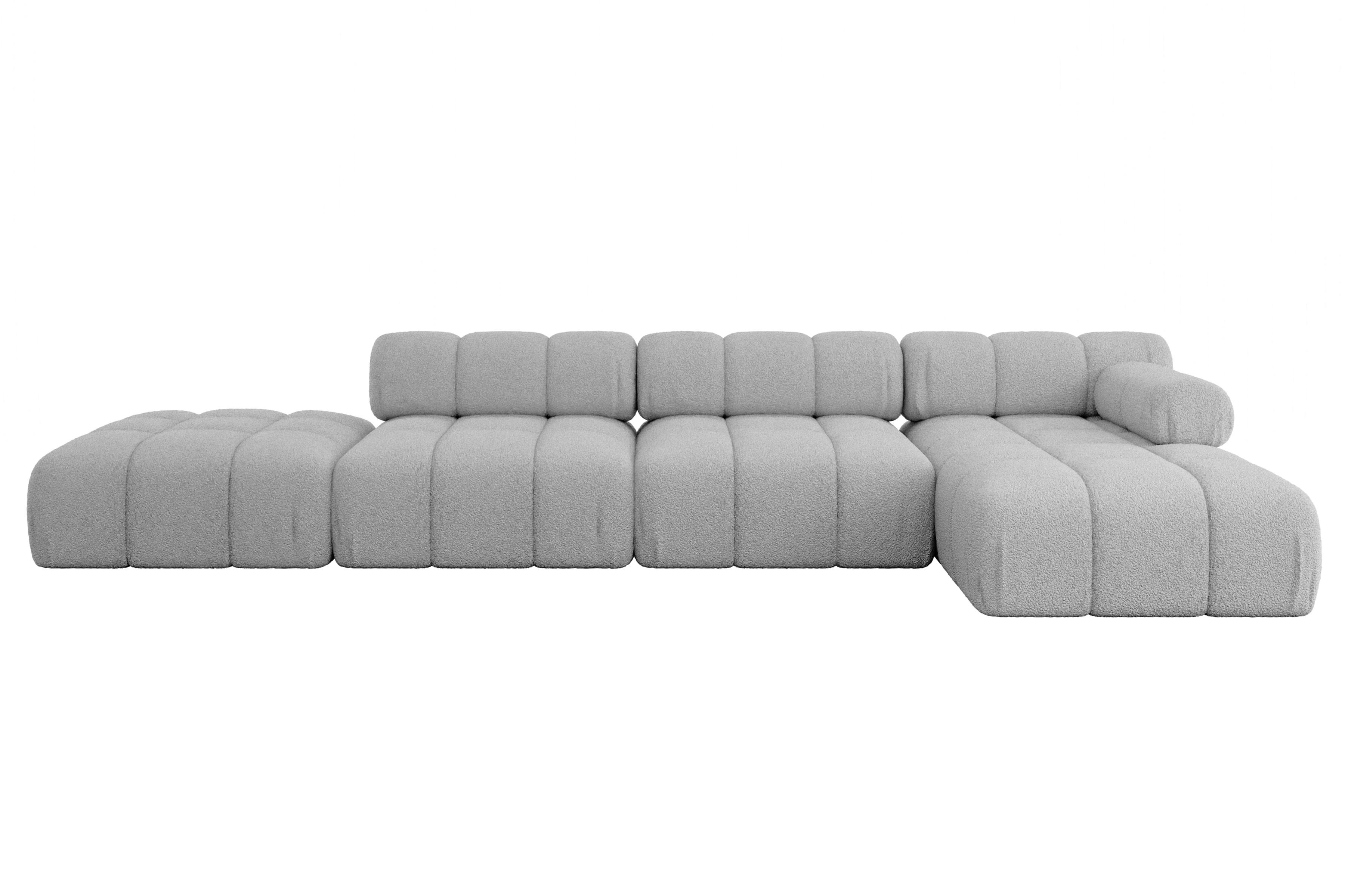 ECKSOFA modulares Sofa Lizur-L2 - 380x160x70 cm Hellgrau Bouclé - Hellgrau, Holzwerkstoff/Textil (380/160cm) - ALTDECOR