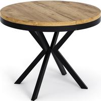 ESSTISCH Ross runder ausziehbarer, Craft Eiche 90-170/90/76 cm - Eiche Wotan/Schwarz, Holzwerkstoff/Metall (90/170/76cm) - WFL GROUP