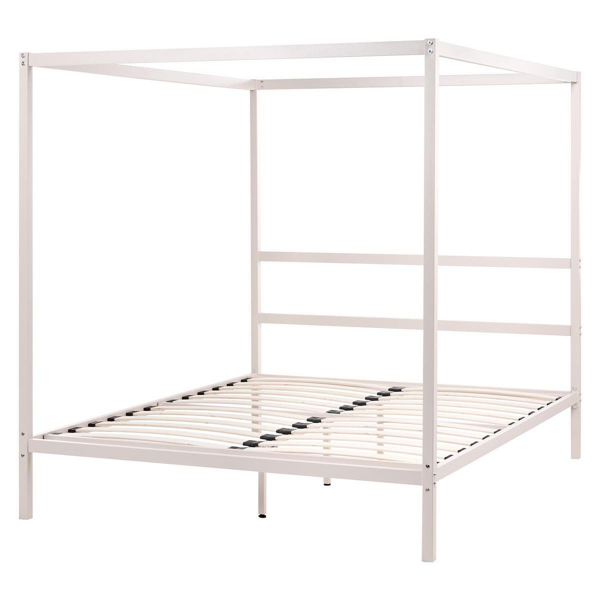 HIMMELBETT Metall 160/200 cm Hellbeige Lestards - Beige, Metall (160/200cm) - Beliani