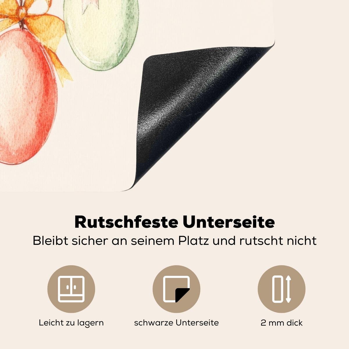 HERDABDECKPLATTE Osterkuchen - Schleife - Eier Herdabdeckung Induktionsfeld 60x52 cm - Creme, Kunststoff (60/52/0.2cm) - MuchoWow