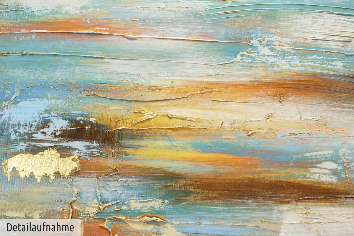 ACRYLBILD HANDGEMALT 60/60 cm - Blau/Braun, Holz/Textil (60/60cm) - KUNSTLOFT