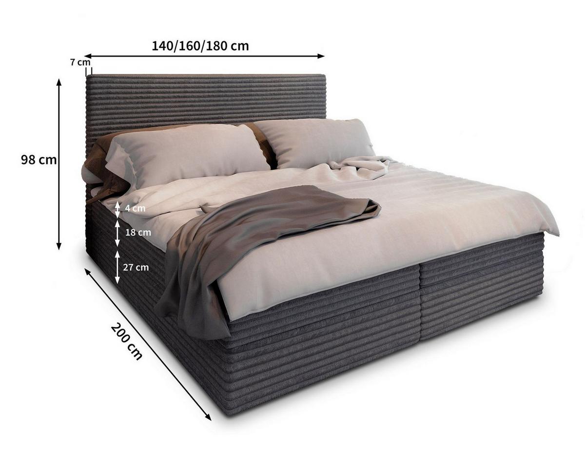 BOXBETT PISA 140x200 cm mit Matratze und Topper - Rosa - Rosa, Holz (140/200cm) - MASSENO
