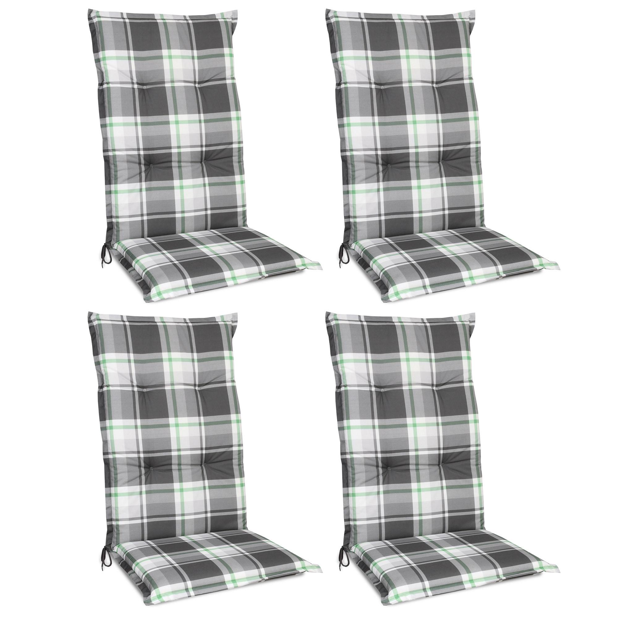 HOCHLEHNERAUFLAGE Sunny MK 120/50/6cm Mintgrün-Kariert 4tlg - Mintgrün, Textil (50/6/100cm) - Beautissu 