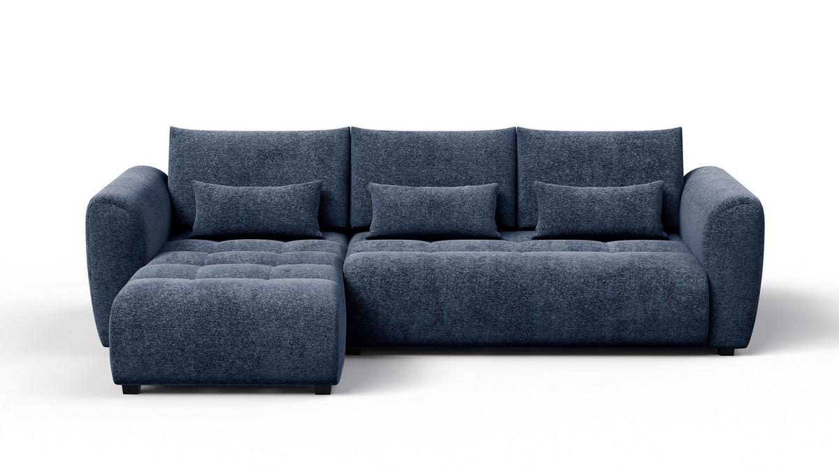 ECKSOFA SORENO 4-Sitzer, dunkelblau - Schwarz/Dunkelblau, Holz/Textil (293/171cm) - Wozimo