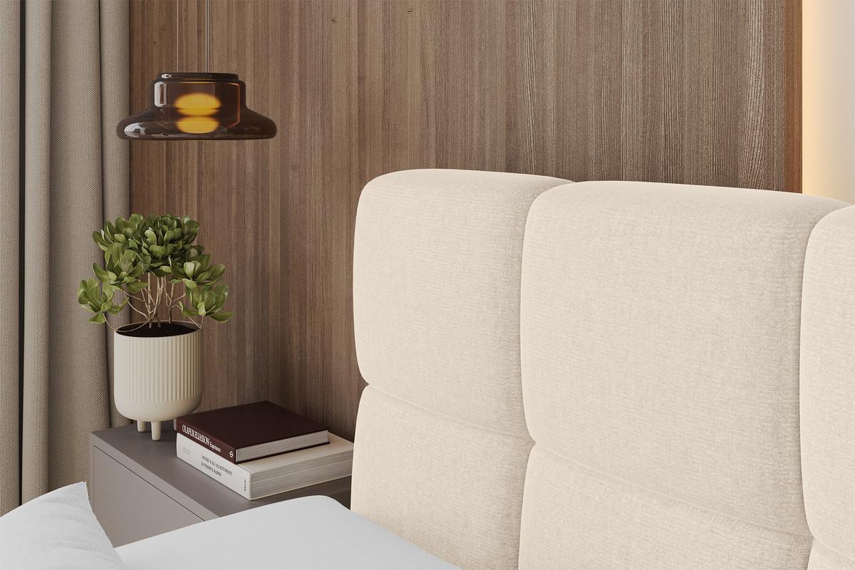 BOXBETT mit Matratze H3 - FAMA - 160x200 cm Beige Monolith - Sahara, Holzwerkstoff (160/200cm) - ALTDECOR