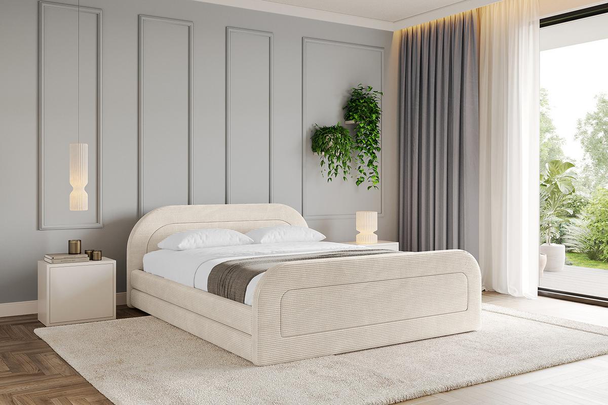 POLSTERBETT mit Bettkasten, Fußteil und Lattenrost, Boxbett ohne Matratze - LERIS-v1-Z 180x200 Beige - Creme, Holzwerkstoff/Textil (180/200cm) - ALTDECOR