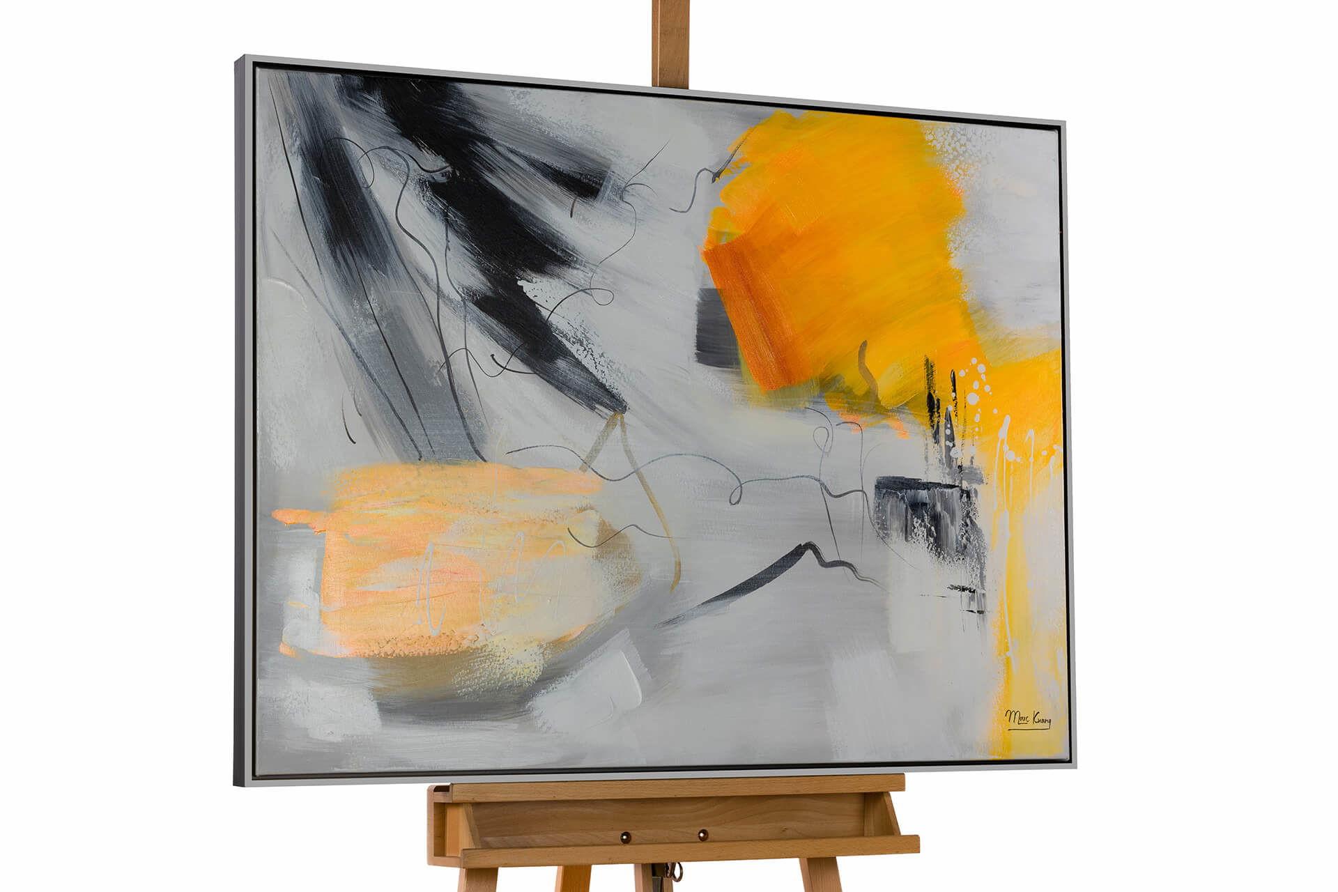 ACRYLBILD HANDGEMALT 102,5/77,5 cm - Orange/Grau, Textil (102.5/77.5cm) - KUNSTLOFT