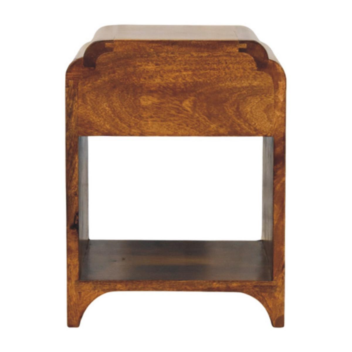 NACHTTISCH Massivholz Newton Mini Kastanienbraun, 1 Schublade und 1 Offenes Regal, Dunkelbraun - Dunkelbraun/Messingfarben, Mangoholz/Holz (30/40/30cm) - Artisan Furniture