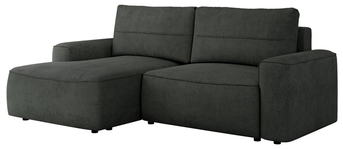 ECKSOFA BELLUNO L Dunkelgrau Strukture - Links - Dunkelgrau/Schwarz, Textil (144/233cm) - MKS