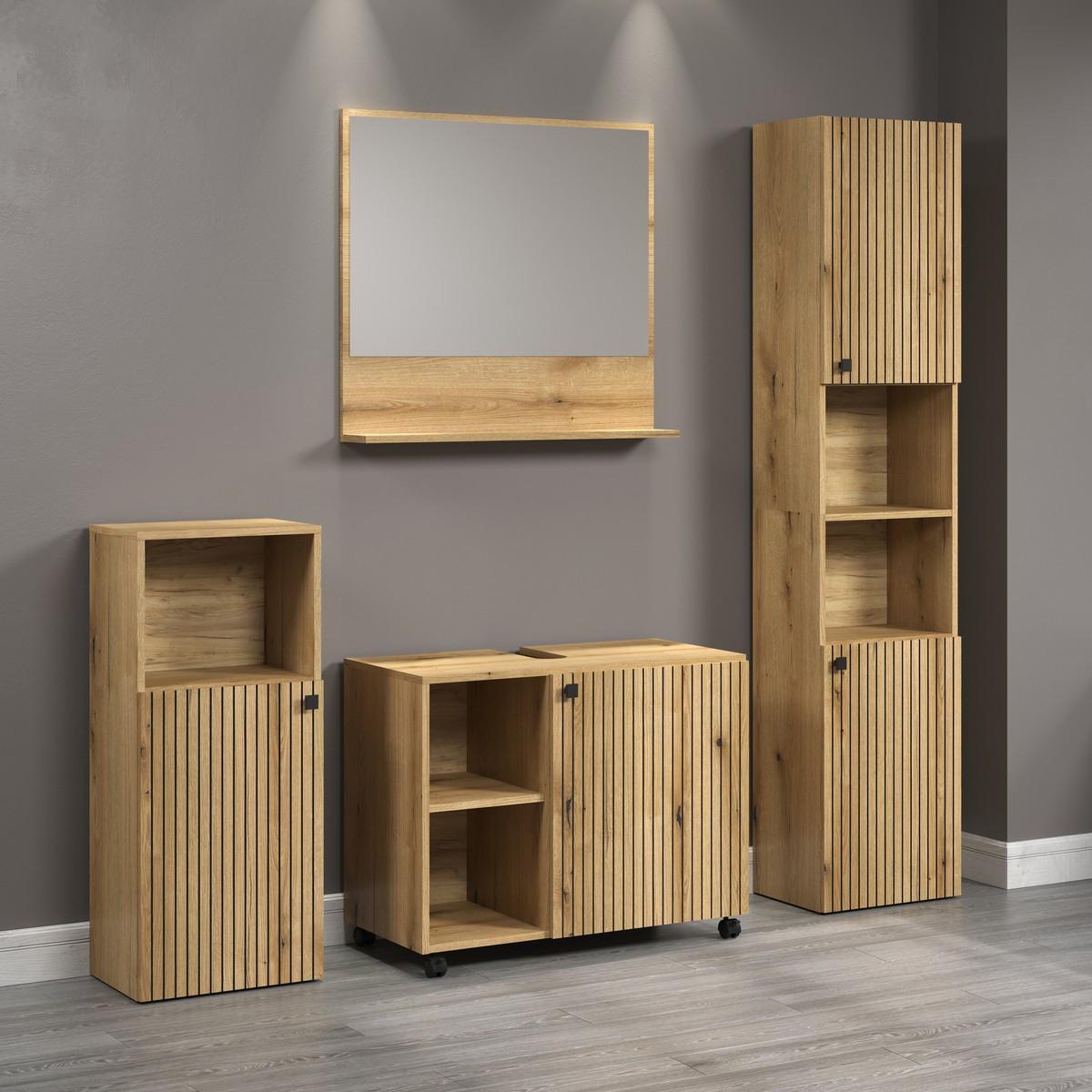 WANDSPIEGEL PureBliss Eiche Dekor - Eichefarben, Holzwerkstoff (80/74/14cm) - Trendteam