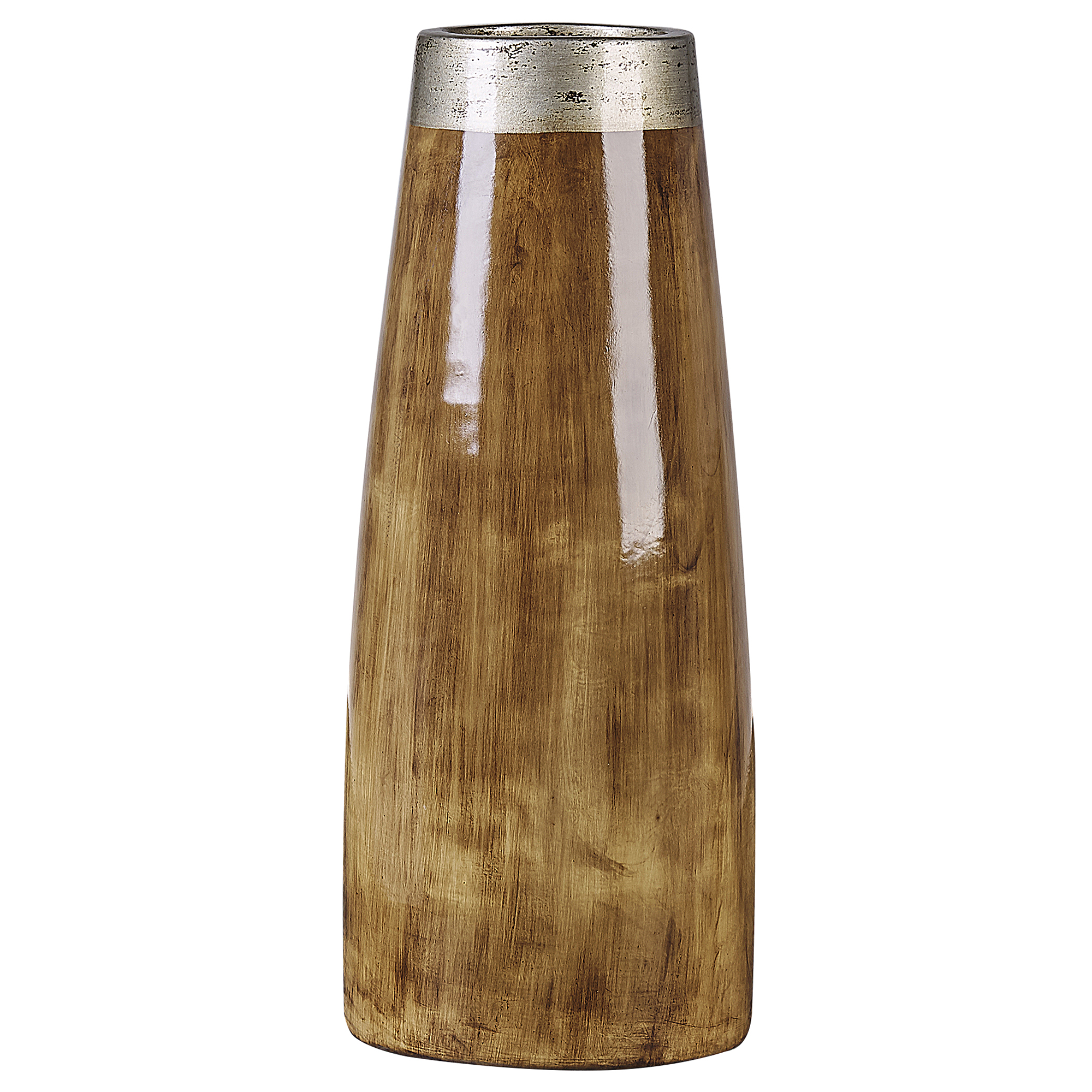 DEKOVASE Terrakotta dunkler holzfarbton Cyrene - Dunkelbraun, Stein (50cm) - Beliani