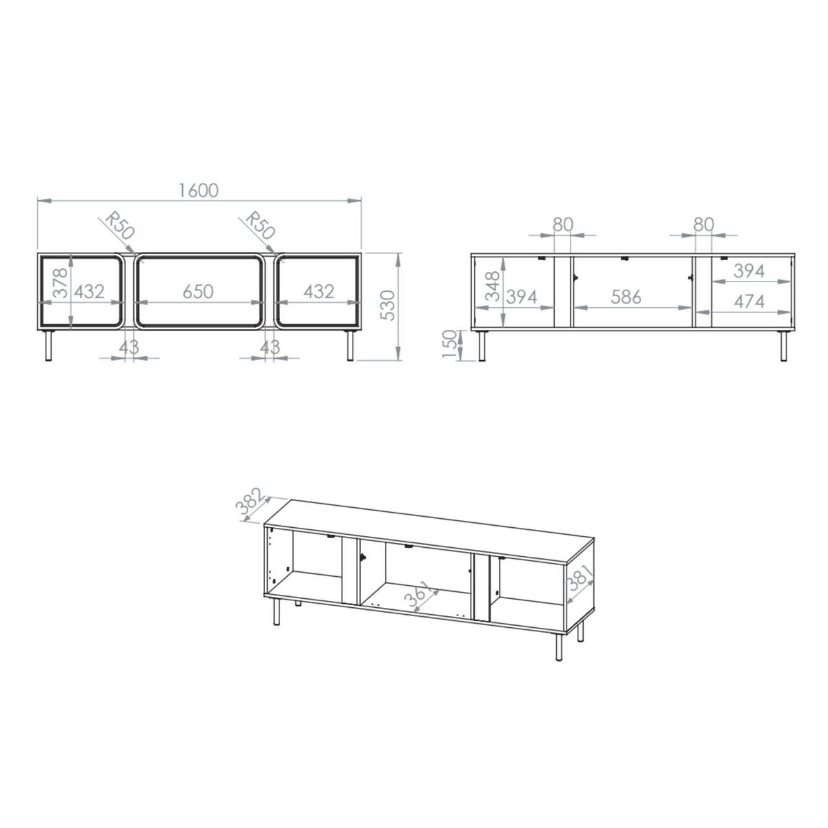 TV-LOWBOARD Loppa Kaschmirbeige 160 cm - Beige/Goldfarben, Holzwerkstoff (160/53/40cm) - Selsey