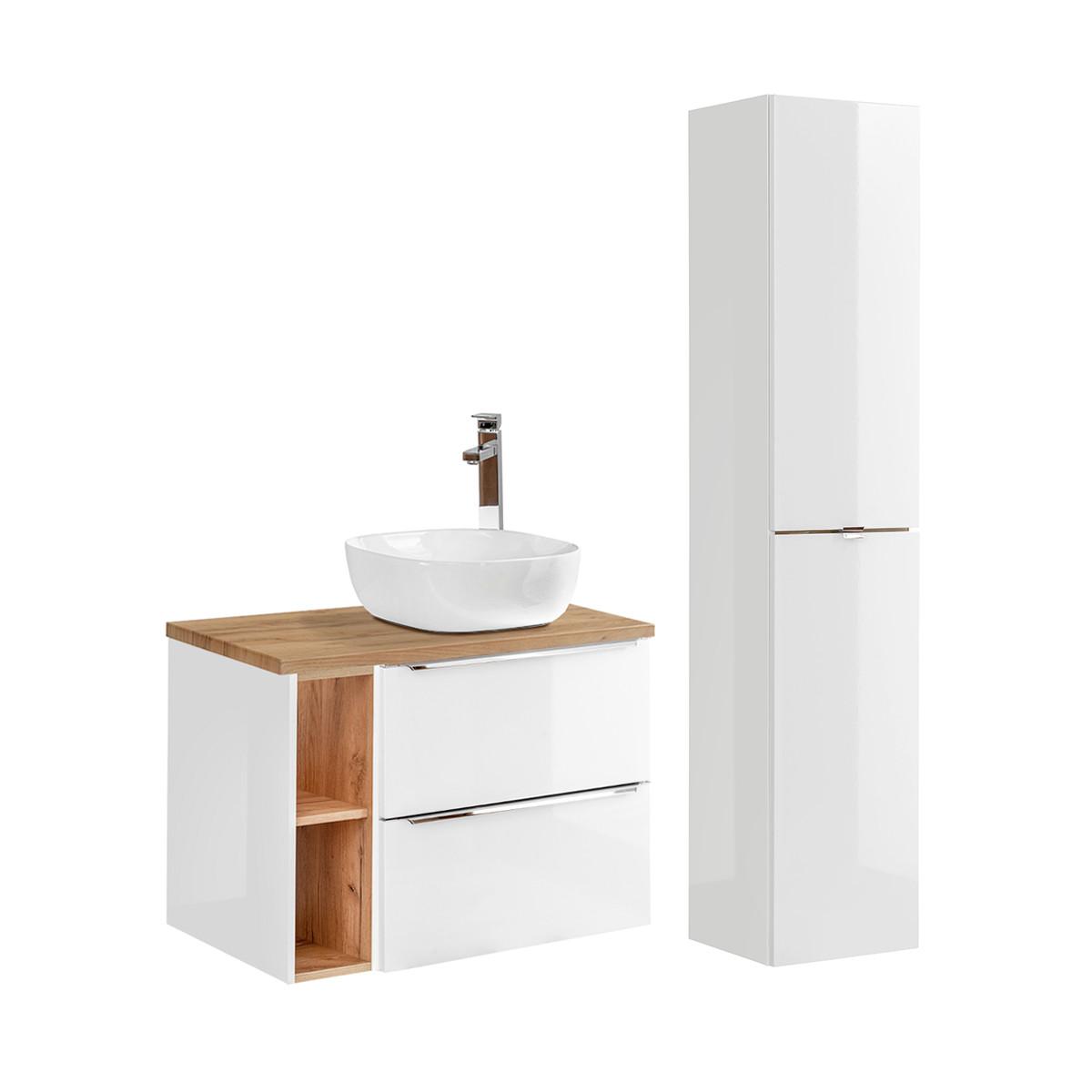 BADMÖBEL 80.4cm April 2er-Set Weiß - Weiß, Holzwerkstoff (80.4/59/46cm) - Petits-meubles