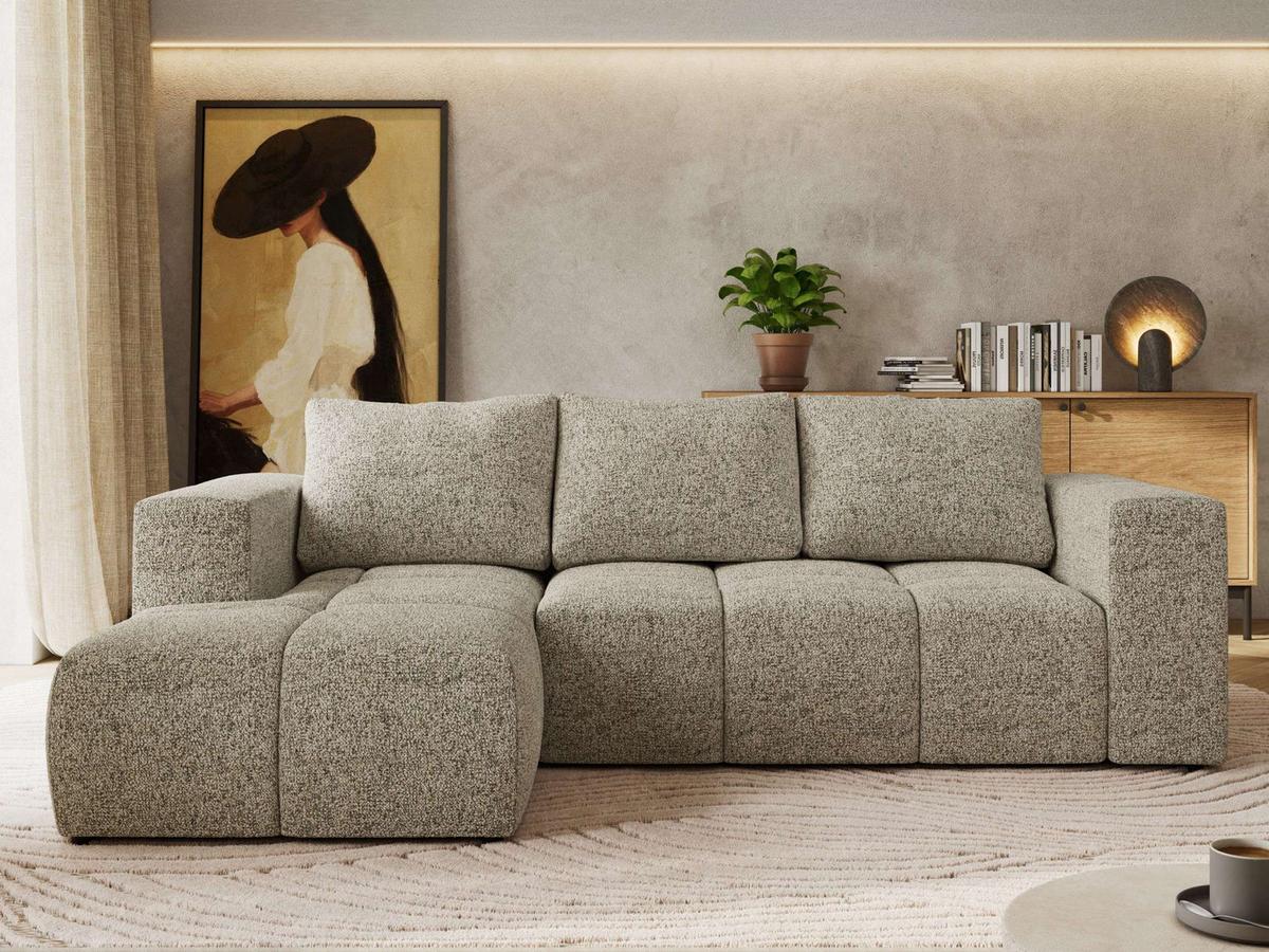 ECKSOFA MONIVA Beige Strukture - Links - Beige/Schwarz, Kunststoff/Textil (164/266cm) - MKS