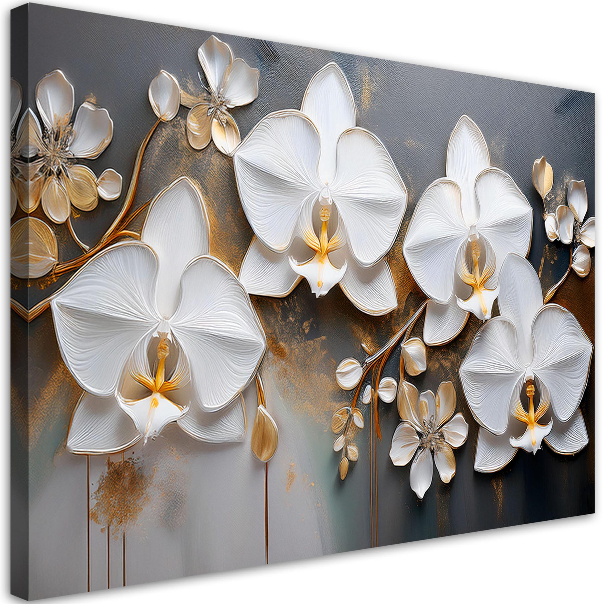 WANDBILD orchideen weiße blumen abstraktion - Weiß, Textil (60/40cm) - Feeby