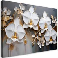 WANDBILD orchideen weiße blumen abstraktion - Weiß, Textil (60/40cm) - Feeby