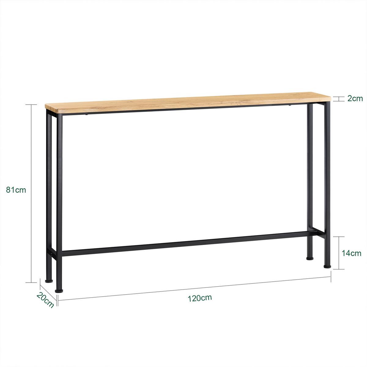 KONSOLENTISCH Natur-Schwarz - Schwarz/Naturfarben, Holzwerkstoff/Metall (20/120/81cm) - SoBuy