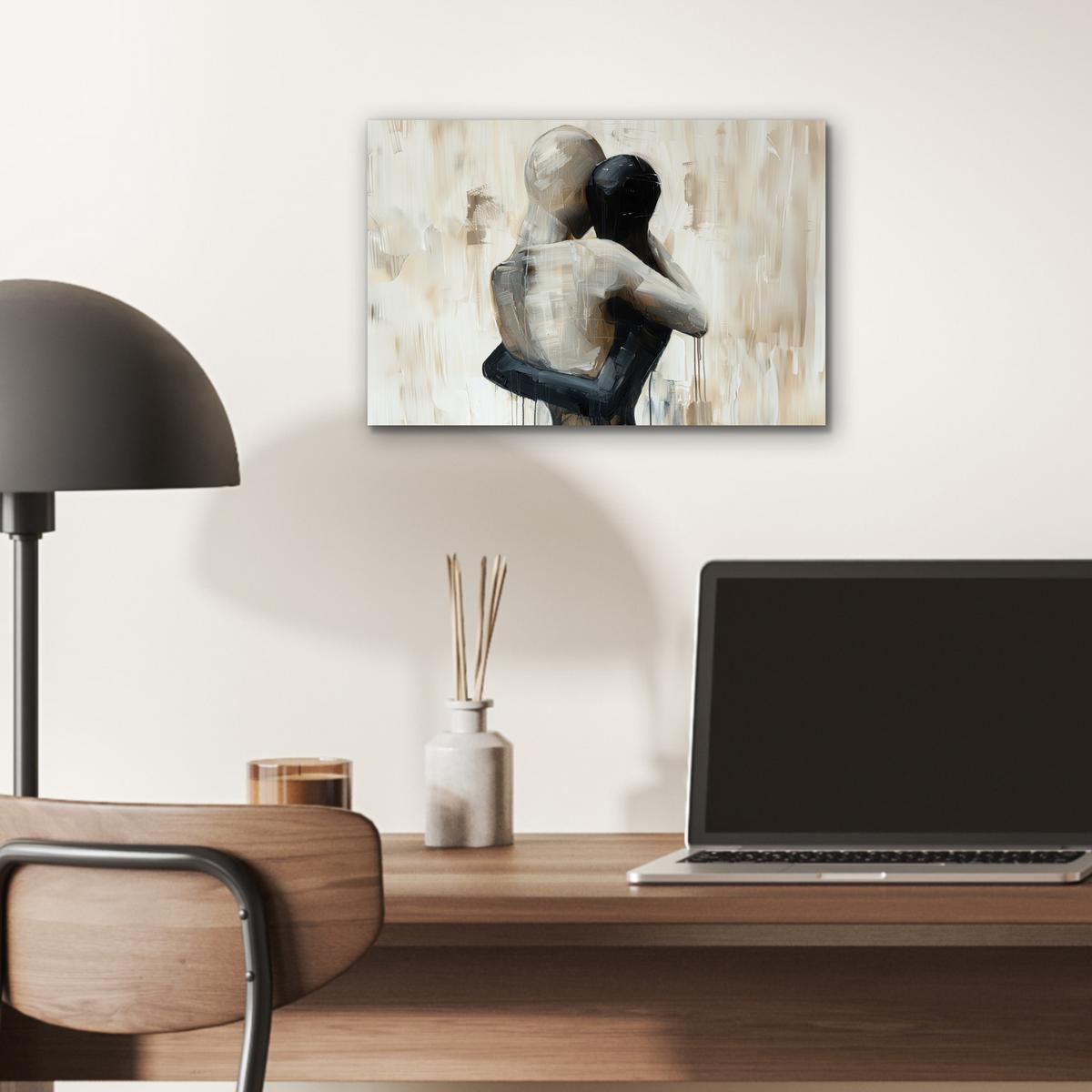 METALLBILD Abstrakt - Liebe - Schwarz und weiß - Modern 30x20 cm - Schwarz, Metall (30/20cm) - MuchoWow