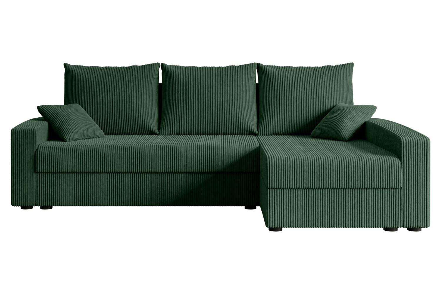 ECKSOFA mit Schlaffunktion und Bettkasten ALESIA-L 231x140x90 cm Grün Cord - Silberfarben/Grün, Holzwerkstoff/Kunststoff (231/140cm) - ALTDECOR