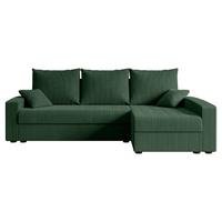 ECKSOFA mit Schlaffunktion und Bettkasten ALESIA-L 231x140x90 cm Grün Cord - Silberfarben/Grün, Holzwerkstoff/Kunststoff (231/140cm) - ALTDECOR