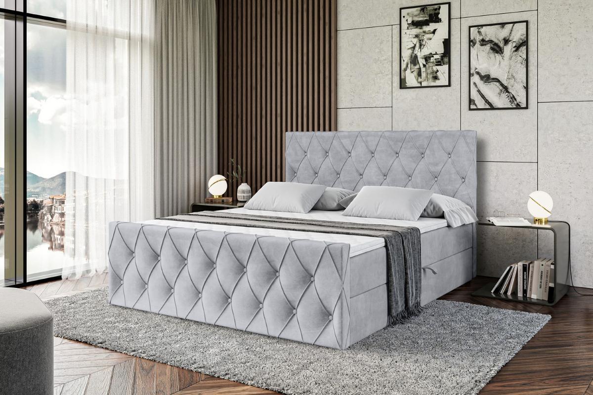 BOXBETT AMAY-Z - 180x200 cm - H3 - Hellgrau - Hellgrau, Holzwerkstoff (180/200cm) - ALTDECOR