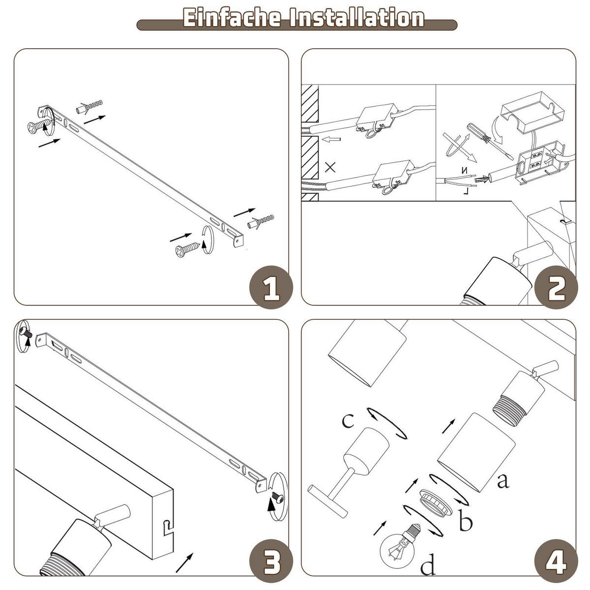 DECKENSTRAHLER Eaton 2-flammig 26/19/15cm - Schwarz, Metall (26/19/15cm) - Nettlife