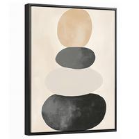 LEINWAND Bilder mit Rahmen - Japandi - Wabi sabi - Beige - 30x40 - Taupe, Textil (30/40cm) - MuchoWow
