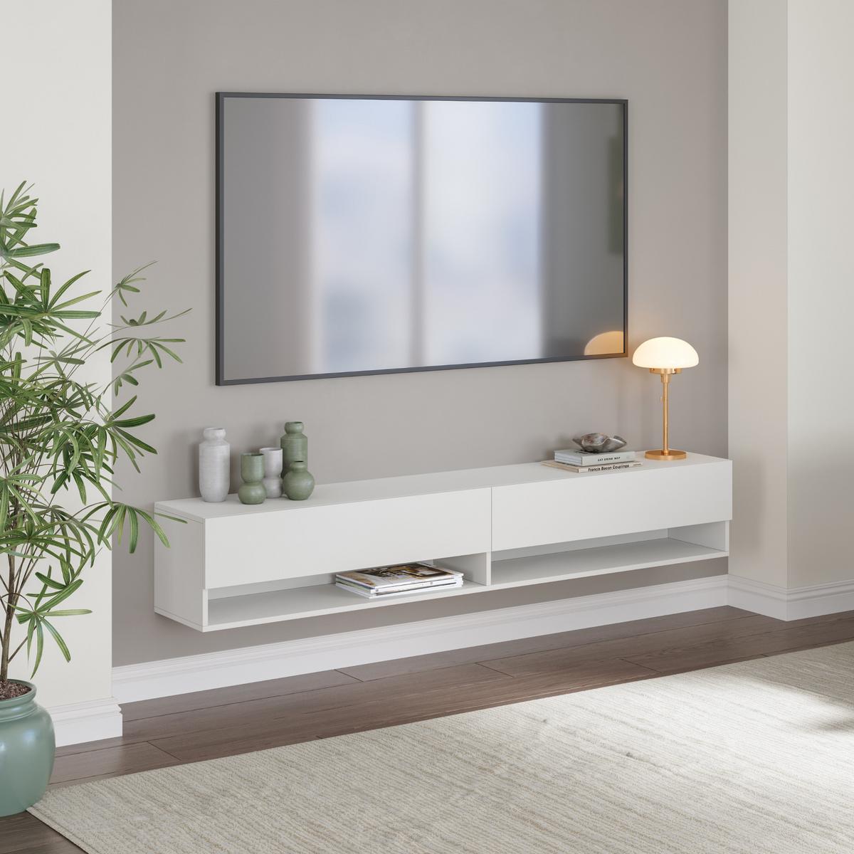 HÄNGELOWBOARD Halmstad - Weiß, Holzwerkstoff (180/30/31cm) - [en.casa]