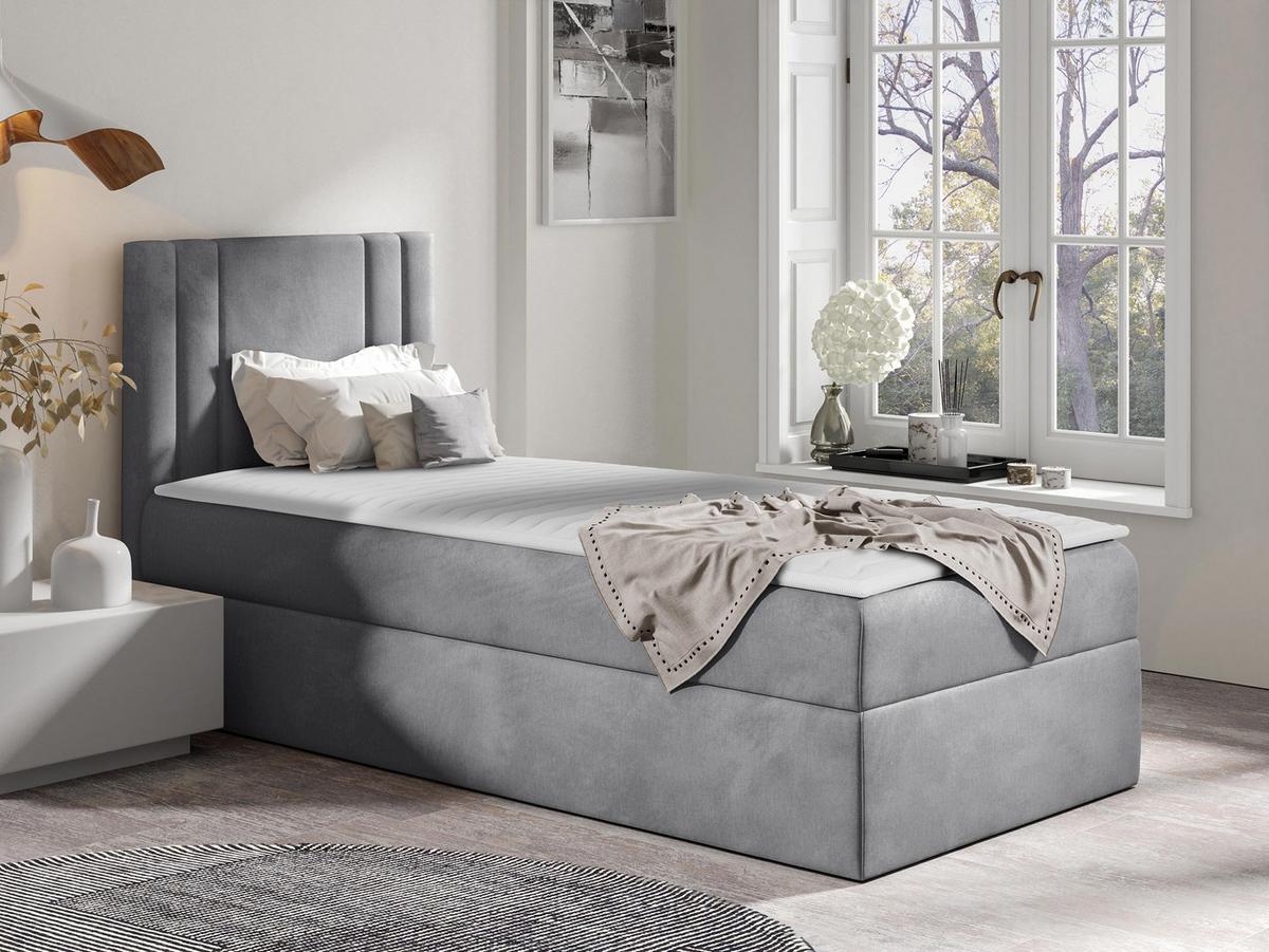 BOXBETT Carmen Mini, Seite zum Öffnen des Bettkastens: Links - H3 - Silberfarben, Holz (80/200cm) - MIRJAN24