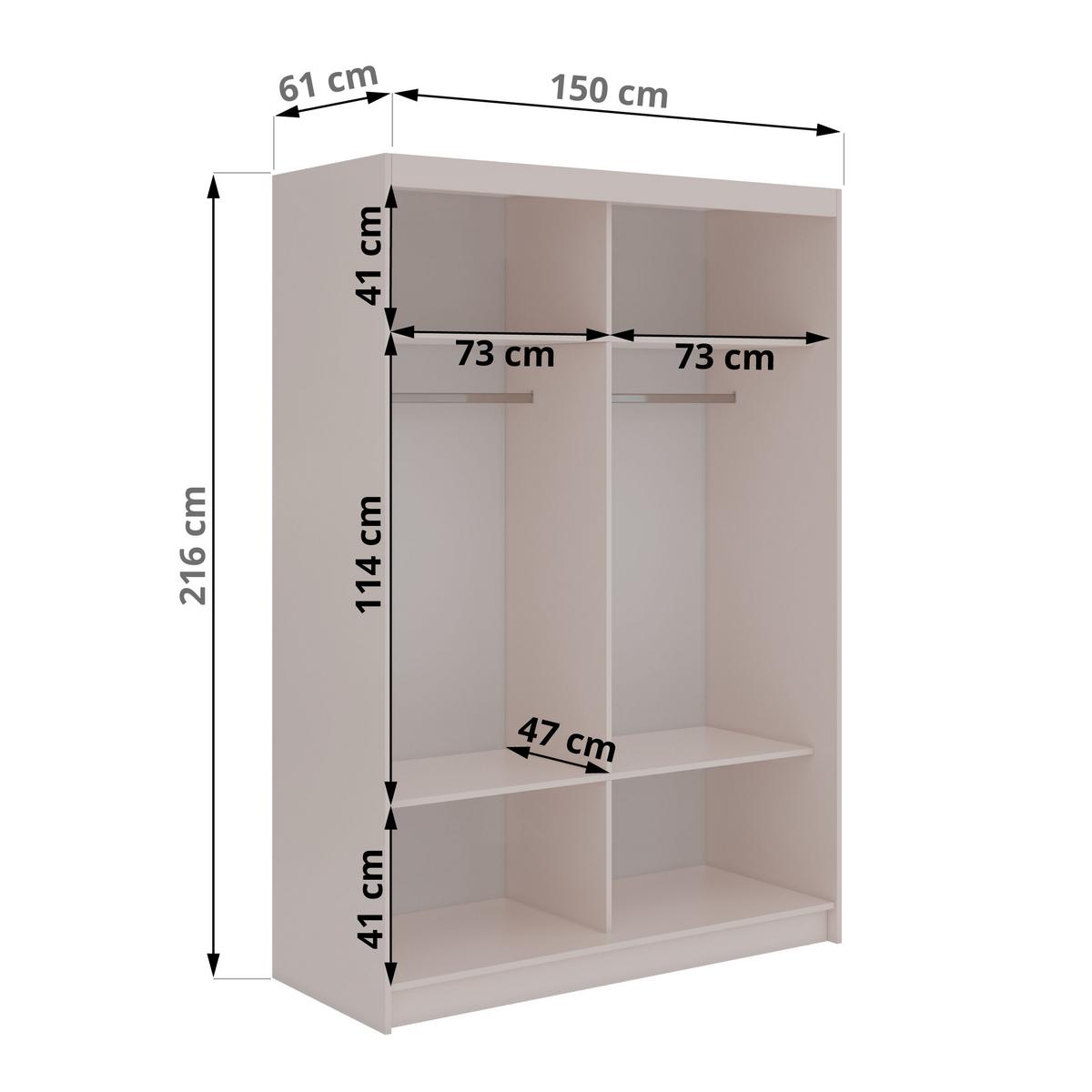 SCHWEBETÜRENSCHRANK mit Lamellen LUMOS - 150 - Kaschmir und Eiche Artisan - Kaschmir/Alufarben, Holzwerkstoff/Metall (150/216/61cm) - MKS