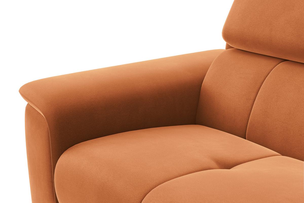SOFA FIERO 3-Sitzer, Oranger Veloursstoff - Schwarz/Orange, Holz/Textil (212/82/103cm) - Courtois Laville