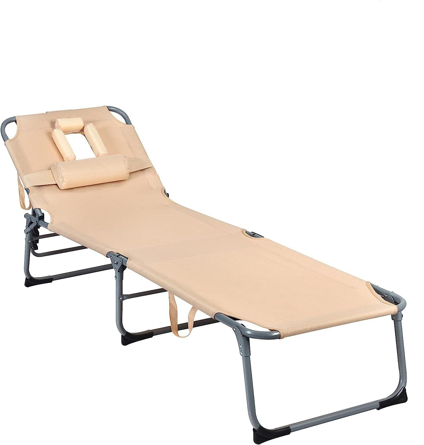 SONNENLIEGE 36cm Beige - Beige, Metall (194/36/60cm) - COSTWAY