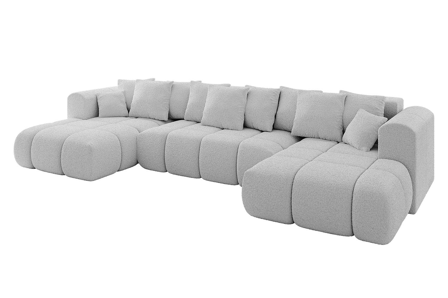 WOHNLANDSCHAFT CLOUD-U-v1 405x185x90 Hellgrau Bouclé - Hellgrau, Holzwerkstoff/Kunststoff (405/90/185cm) - ALTDECOR