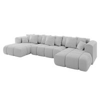 WOHNLANDSCHAFT CLOUD-U-v1 405x185x90 Hellgrau Bouclé - Hellgrau, Holzwerkstoff/Kunststoff (405/90/185cm) - ALTDECOR