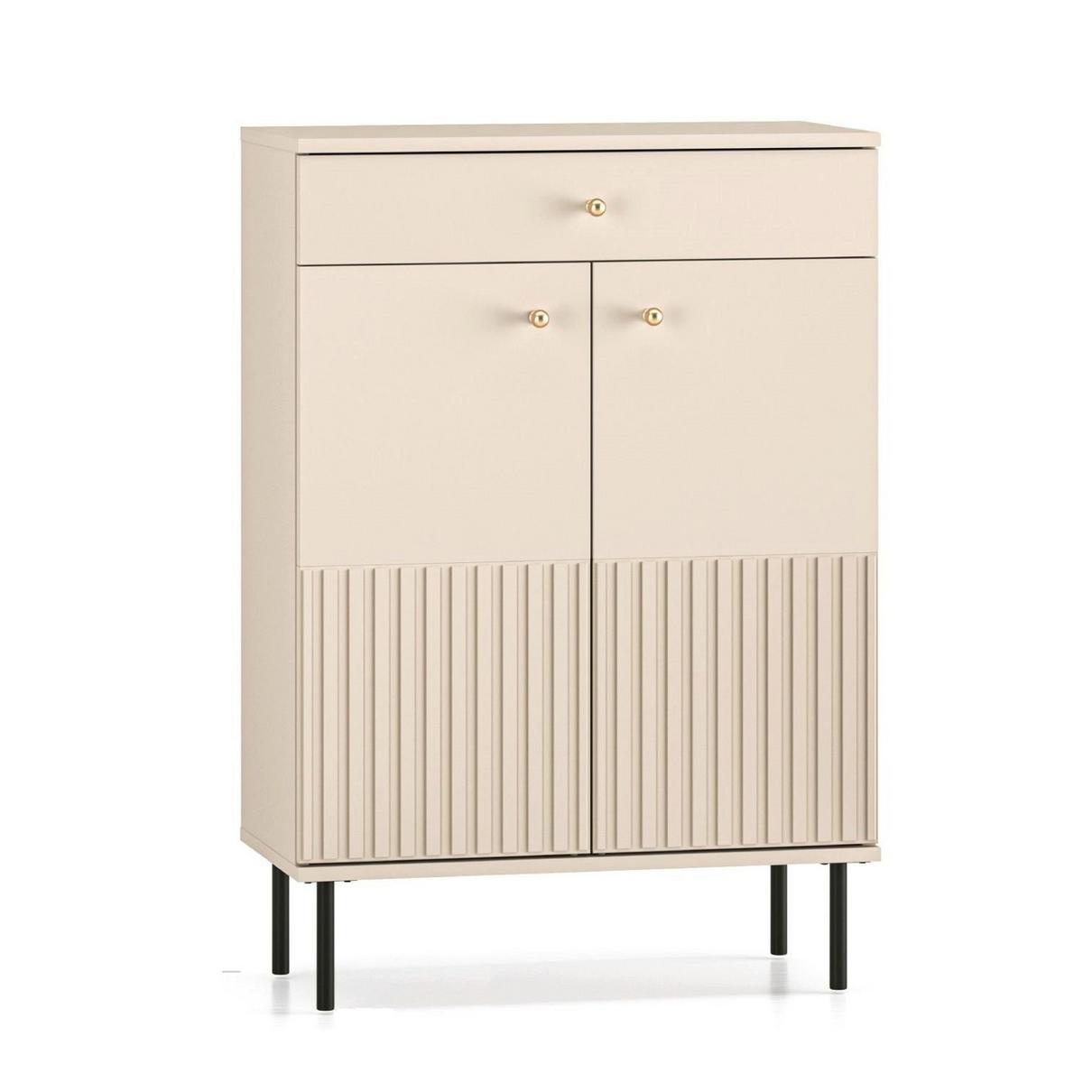 SCHUHSCHRANK Caletto Beige 68 cm - Beige/Goldfarben, Holzwerkstoff/Metall (68/98/34cm) - Selsey