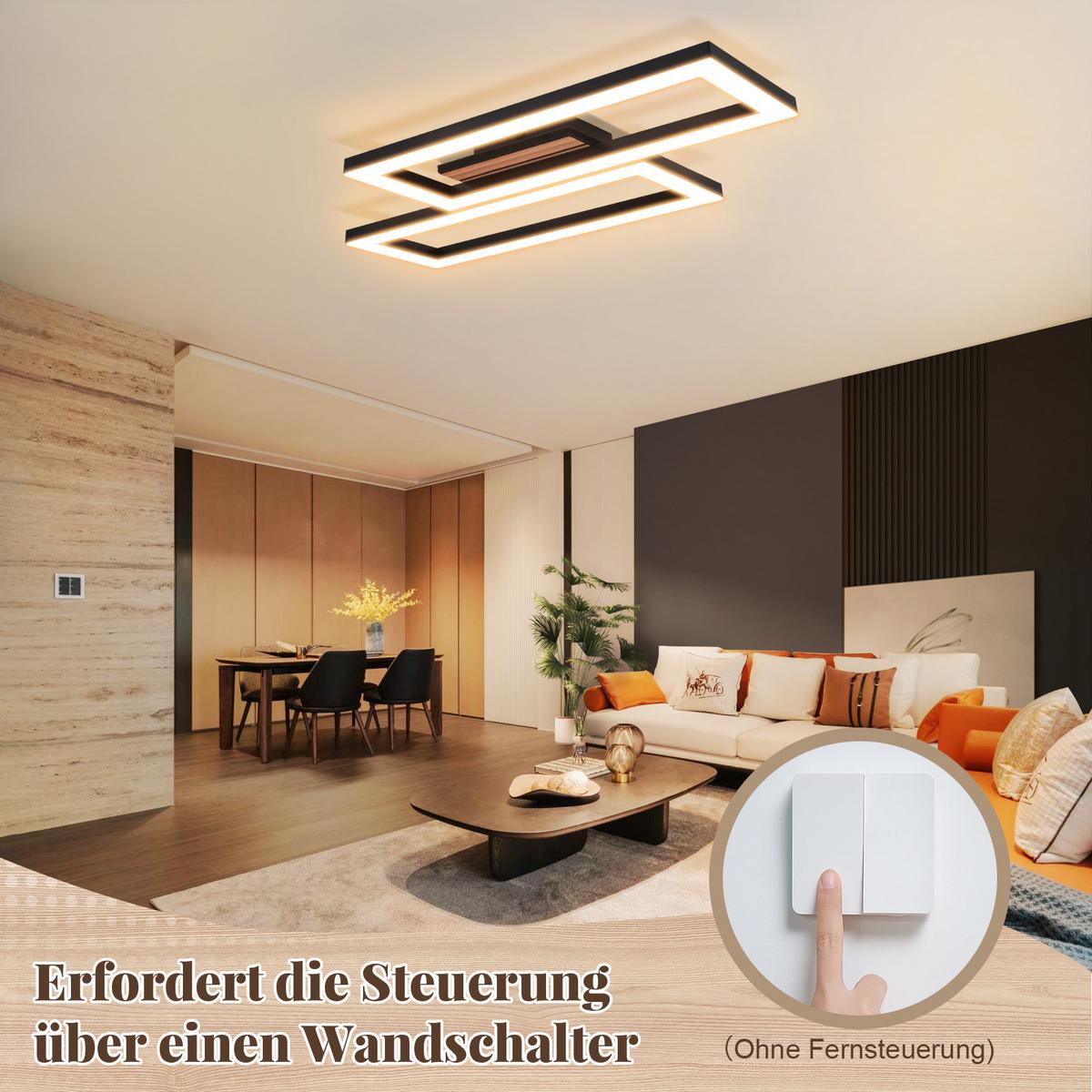 LED DECKENLEUCHTE Evoris 49/27/6 cm - Schwarz, Kunststoff/Metall (49/27/6cm) - ZMH